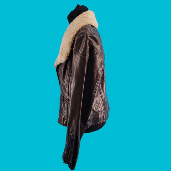 ✨ Laundry by Shelli Segal Leather & Faux Shearling Aviator Jacket – Size M ✨ - Picture 7 of 15